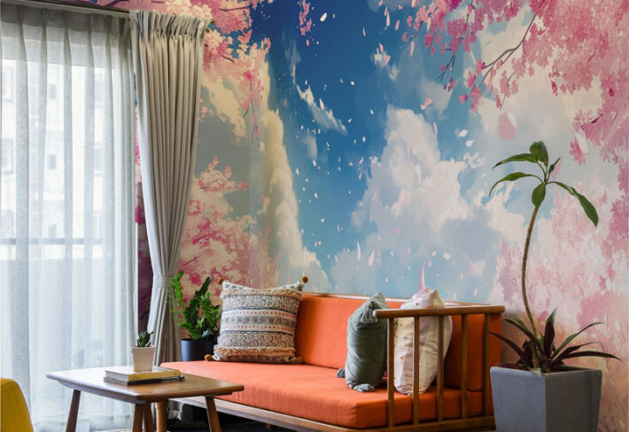 Aetheria, Dramatic Pink Blossom Cloudscape Wallpaper