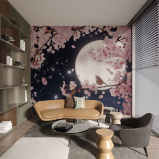 Moonskura, Subtle Starlight and Branch Design Wallpaper