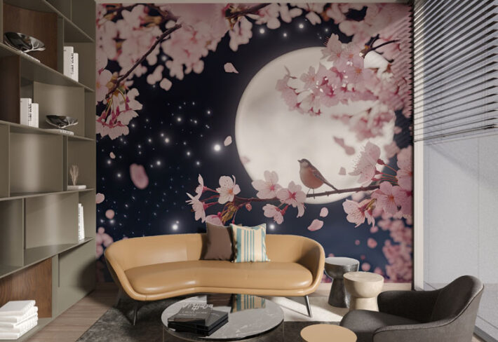 Moonskura, Subtle Starlight and Branch Design Wallpaper