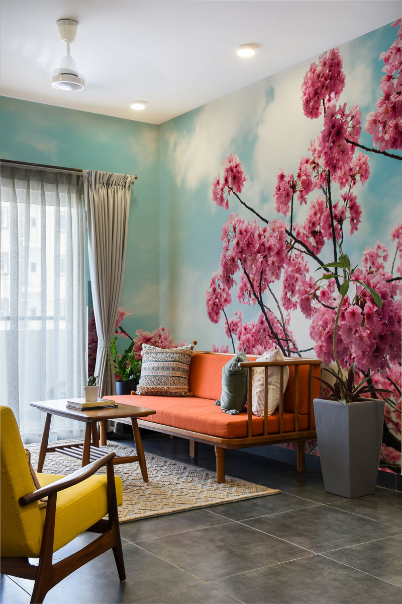 Sakurelle, Vibrant Pink Blossom Sky Mural Wallpaper