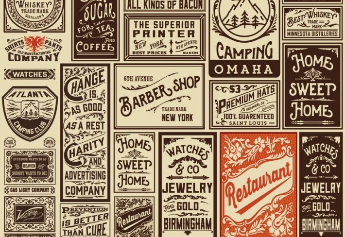 Heraldart, Sepia Vintage Advertising Poster Collage Wallpaper