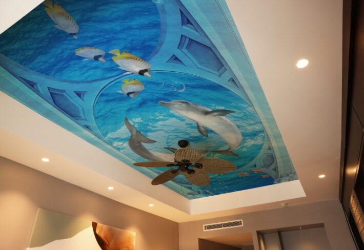 Hydrovault, Blue Water Dolphins and Fish Panel Wallpaper