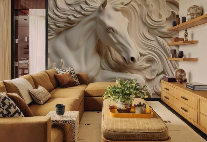 Arion, Regal Horse in Soft 3D Contours Wallpaper Mural