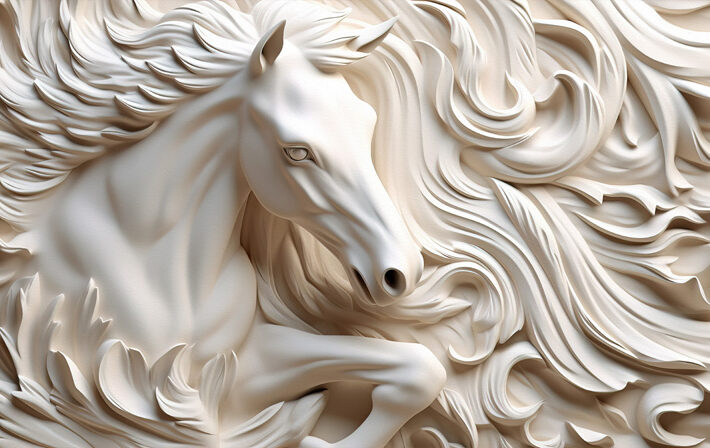 Arion, Regal Horse in Soft 3D Contours Wallpaper Mural