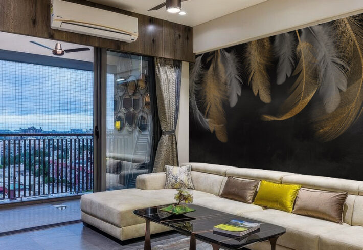 Opaline, Soft-Gilded Feather Veils Wallpaper Mural