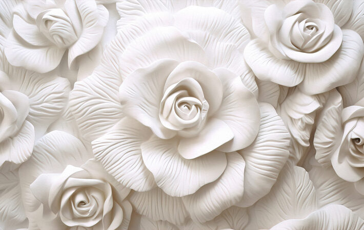 Seraph, 3D Heavenly Floral Ivory Petals Wallpaper Mural