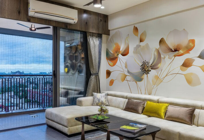 Vespera, Contemporary Golden Bloom Mural