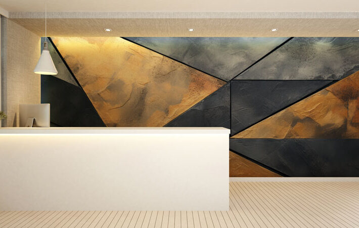 Falcrest, Premium Dark-Base Radiant Gold Accents Mural Wallpaper