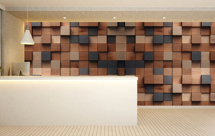 Lumbera, Contemporary Wooden Cube Effect Mural Wallpaper
