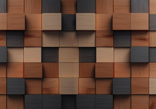 Lumbera, Contemporary Wooden Cube Effect Mural Wallpaper