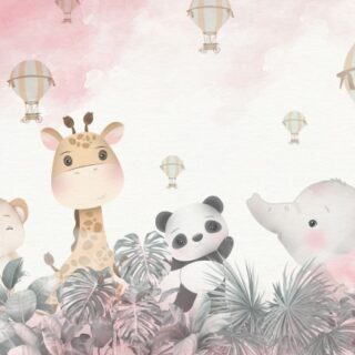 Baloonia, Cute Safari Animal and Hot Air Balloon Wallpaper