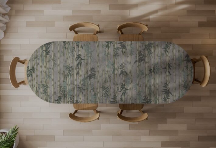 Bambusa, Textured Muted Bamboo Stalk Mural Wallpaper