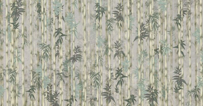 Bambusa, Textured Muted Bamboo Stalk Mural Wallpaper