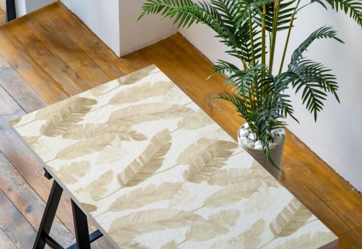 Beaufort, Elegant Beige Muted Tropical Leaf Wallpaper Mural