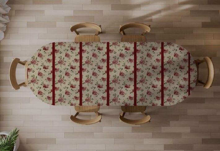 Pompadour, Classic Striped Floral Motif Wallpaper Mural