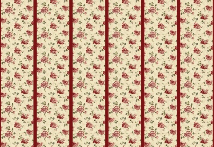 Pompadour, Classic Striped Floral Motif Wallpaper Mural