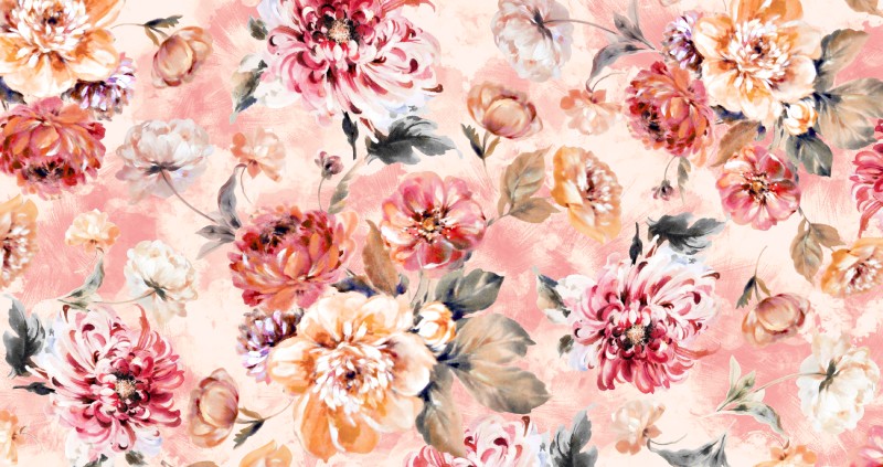 Primrosa, Swirl of Flowers in Artistic Strokes Wallpaper Mural