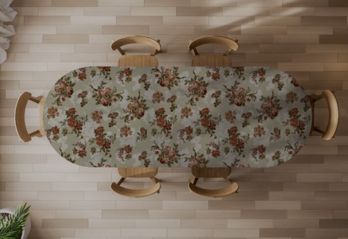 Rosalie, Traditional Sepia Tone Floral Cluster Wallpaper