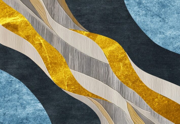 Stravelle, Soft Sculpted Texture Golden and Stone Ripples Wallpaper Mural