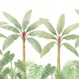 Banari, Modern Watercolor Banana-leaf Elegance Wallpaper Mural