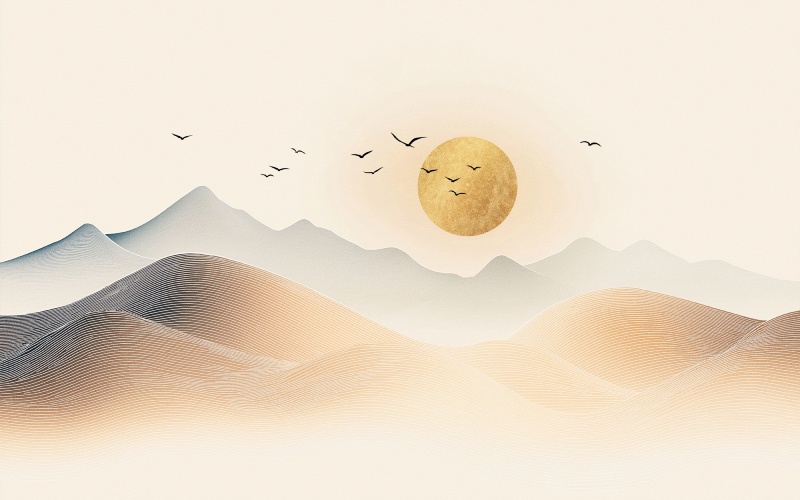 Shailika, Gentle Sunrise Mountainscape Wallpaper Mural