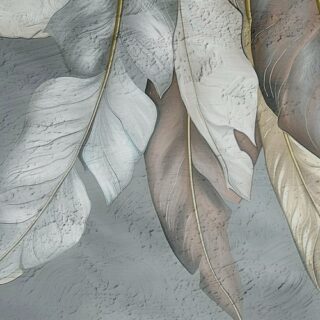 Taruva, Textured Leaf Mural Inspired by Indian Motifs Wallpaper