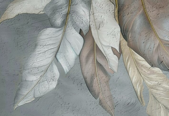 Taruva, Textured Leaf Mural Inspired by Indian Motifs Wallpaper