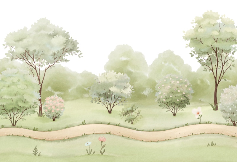 Varnika, Light Watercolor Blooming Accents Nature Mural Wallpaper