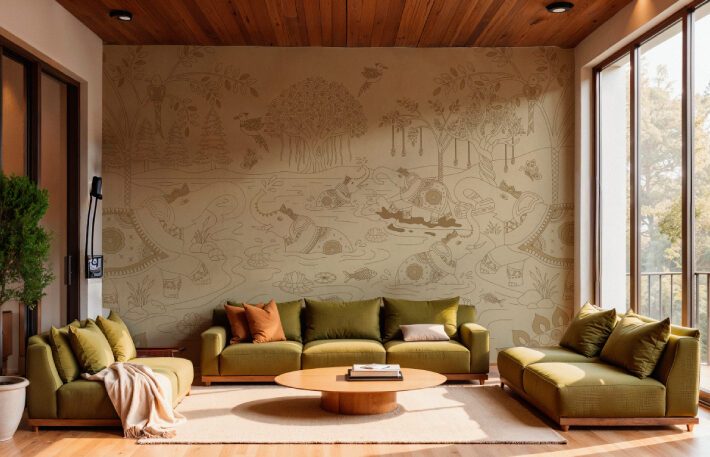 Gajotsav, Traditional Indian Elephant Art Wallpaper Mural, Customized