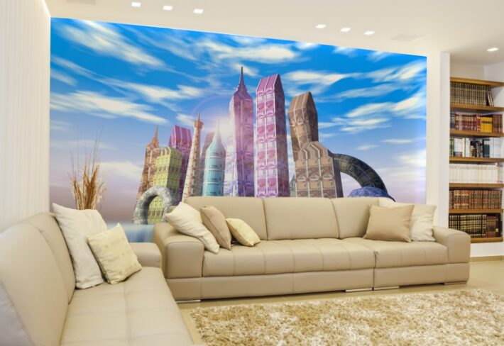 Paisapur, Contemporary Currency City Wallpaper Mural