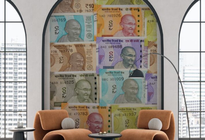 Rupiq, Iconic Indian Currency Grid Wallpaper Mural