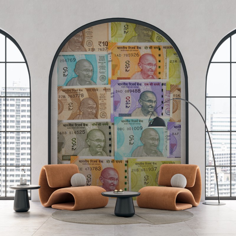 Rupiq, Iconic Indian Currency Grid Wallpaper Mural