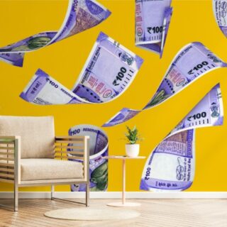 Rupiya, 3D Modern 100 Rupee Currency Wallpaper Mural