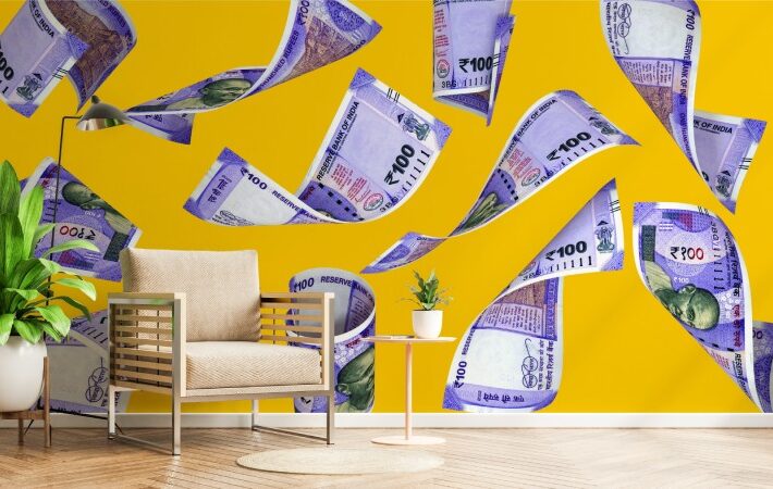 Rupiya, 3D Modern 100 Rupee Currency Wallpaper Mural