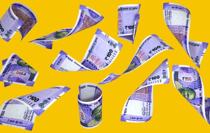 Rupiya, 3D Modern 100 Rupee Currency Wallpaper Mural