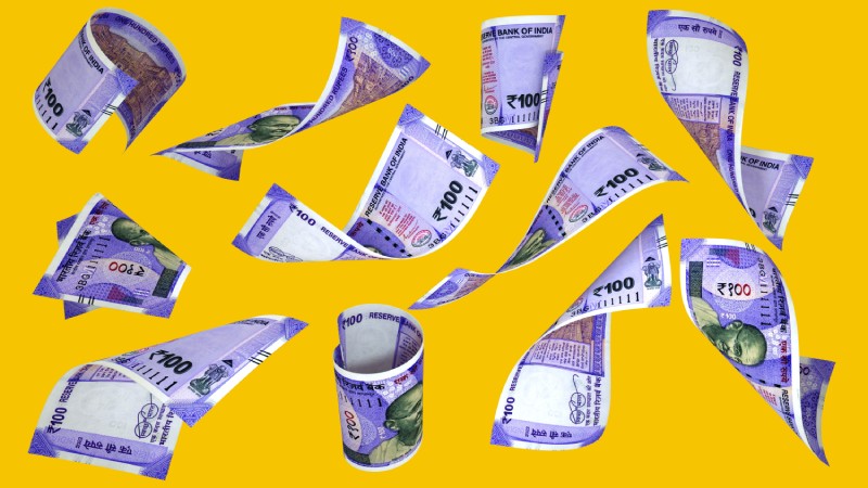 Rupiya, 3D Modern 100 Rupee Currency Wallpaper Mural