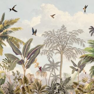 Vanvayu, Tropical Palm Landscape Wallpaper Mural, Customized