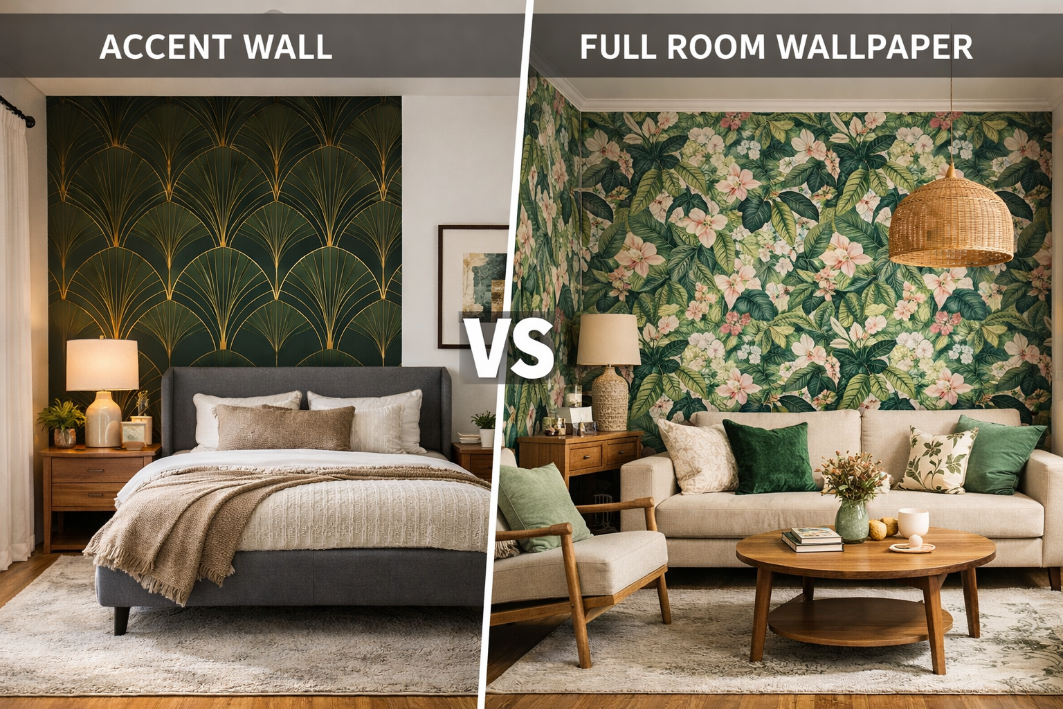 Accent wall vs full room wallpaper