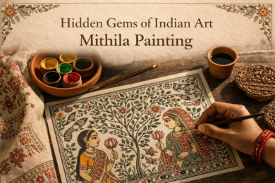 Mithila painting in progress