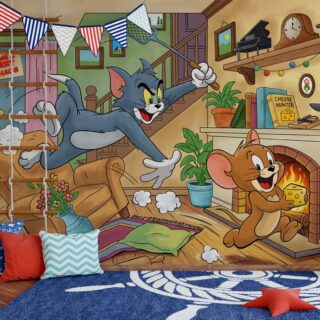 Tomerry, Funny Cartoon Cat and Mouse Chase Wallpaper Mural