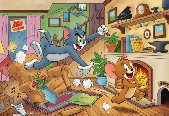 Tomerry, Funny Cartoon Cat and Mouse Chase Wallpaper Mural