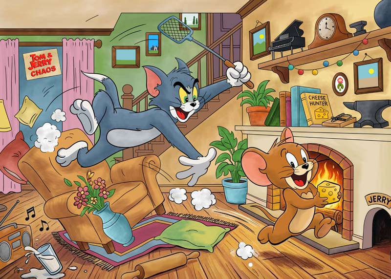 Tomerry, Funny Cartoon Cat and Mouse Chase Wallpaper Mural