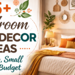 Modern Indian bedroom with wall decor and text “25+ Bedroom Wall Decor Ideas – Modern, Small & Low Budget.”