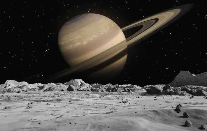 Lunara, Saturn Over Lunar Horizon Wallpaper Mural