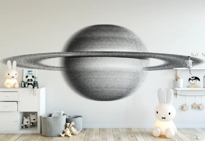 Orbita, Minimal Saturn Abstract Wallpaper Mural