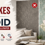 Banner showing mistakes to avoid when buying wallpaper with stylish interior wallpaper comparison