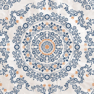 Porcelaine, Delicate Blue Florals Circular Medallion Mural