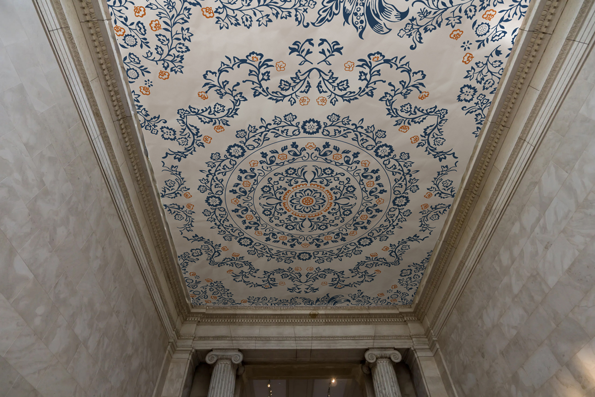 Porcelaine, Delicate Blue Florals Circular Medallion Mural mockup