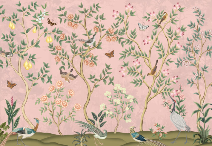 Xianbloom, Chinoiserie Landscape of Blossoms Mural