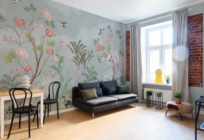 Rosendale, Garden Birds Chinoiserie Mural mockup
